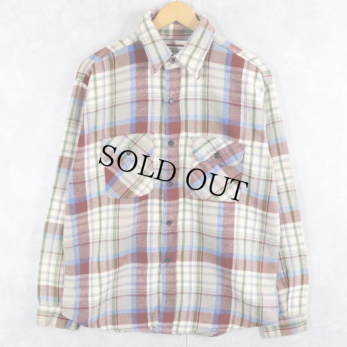 画像1: 70〜80's FIVER BROTHER USA製 チェック柄 ヘビーネルシャツ L (1)