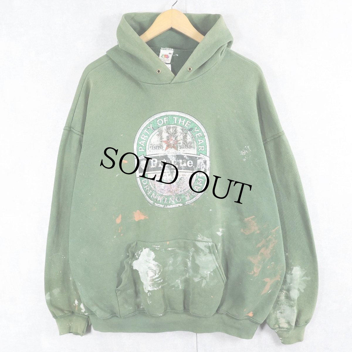 画像1: "Prague" ペンキペイント プリントスウェットフーディー XXL (1)