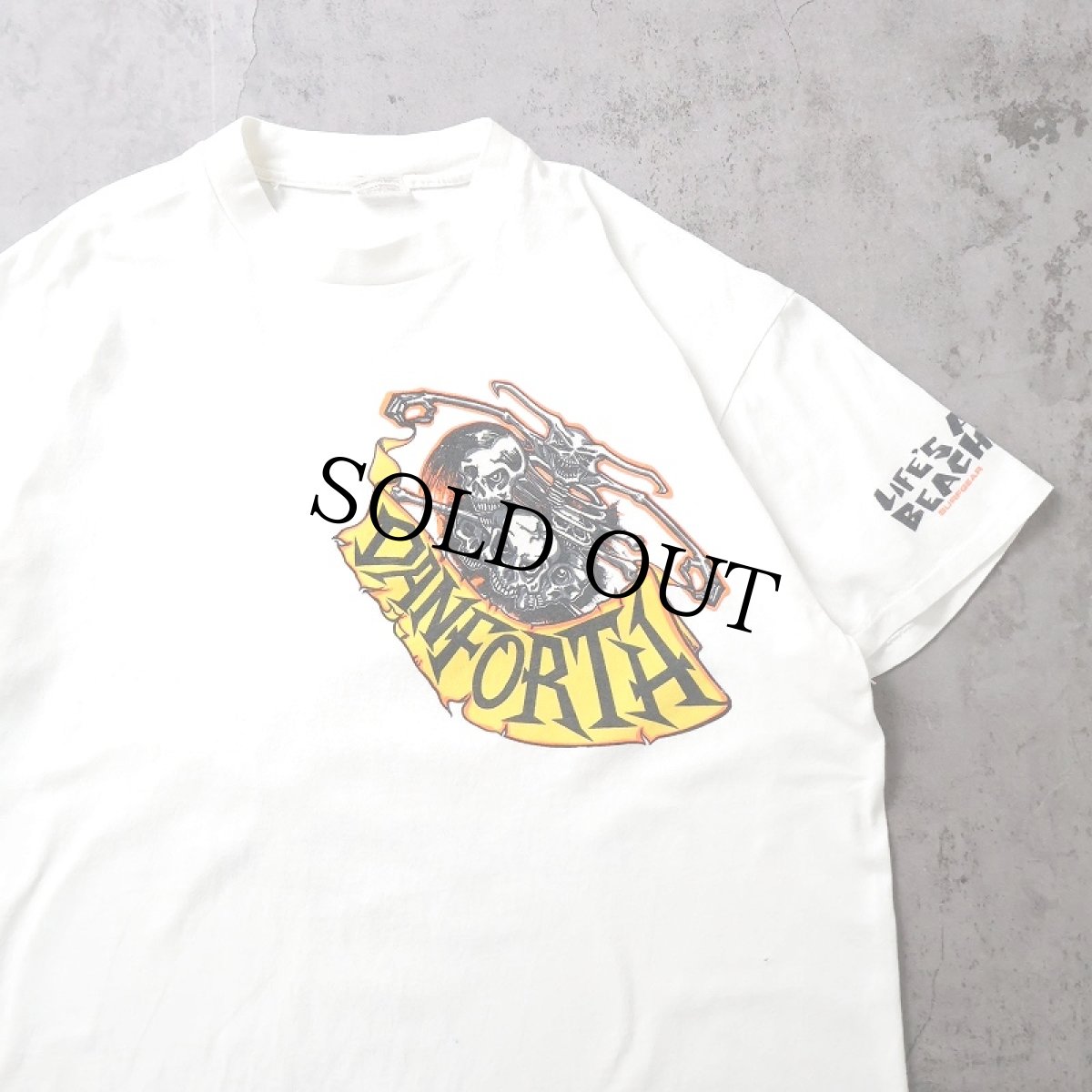 画像1: 80's LIFE'S A BEACH USA製 "DANFORTH" サーフブランド プリントTシャツ XL (1)