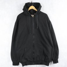 画像1: 裏サーマル スウェットジップパーカー BLACK 2XL (1)