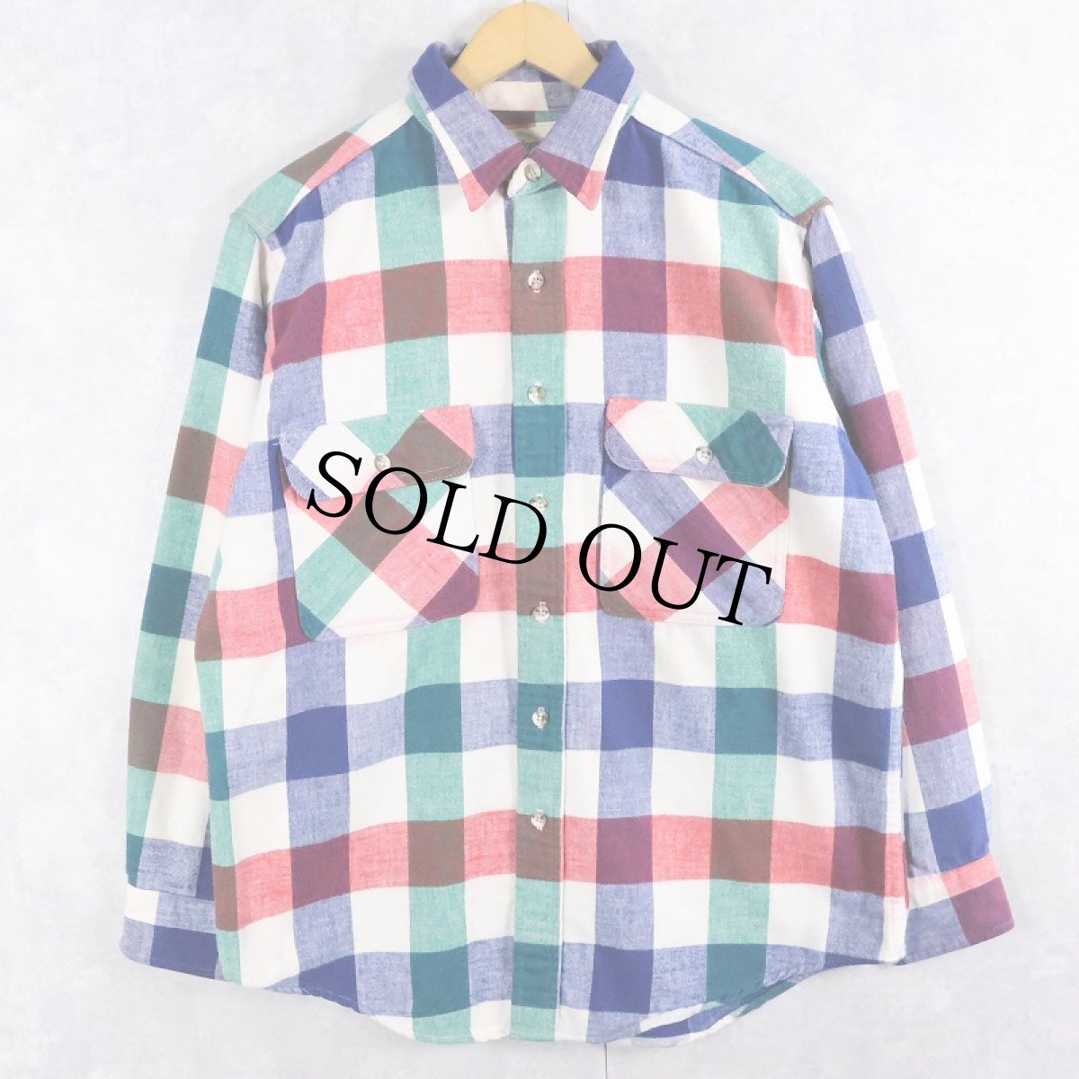 画像1: 90's ST. JOHN'S BAY チェック柄 ヘビーネルシャツ L (1)
