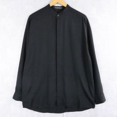 画像1: DOMANI PLATINUM レーヨン×ポリエステル バンドカラーシャツ BLACK L (1)