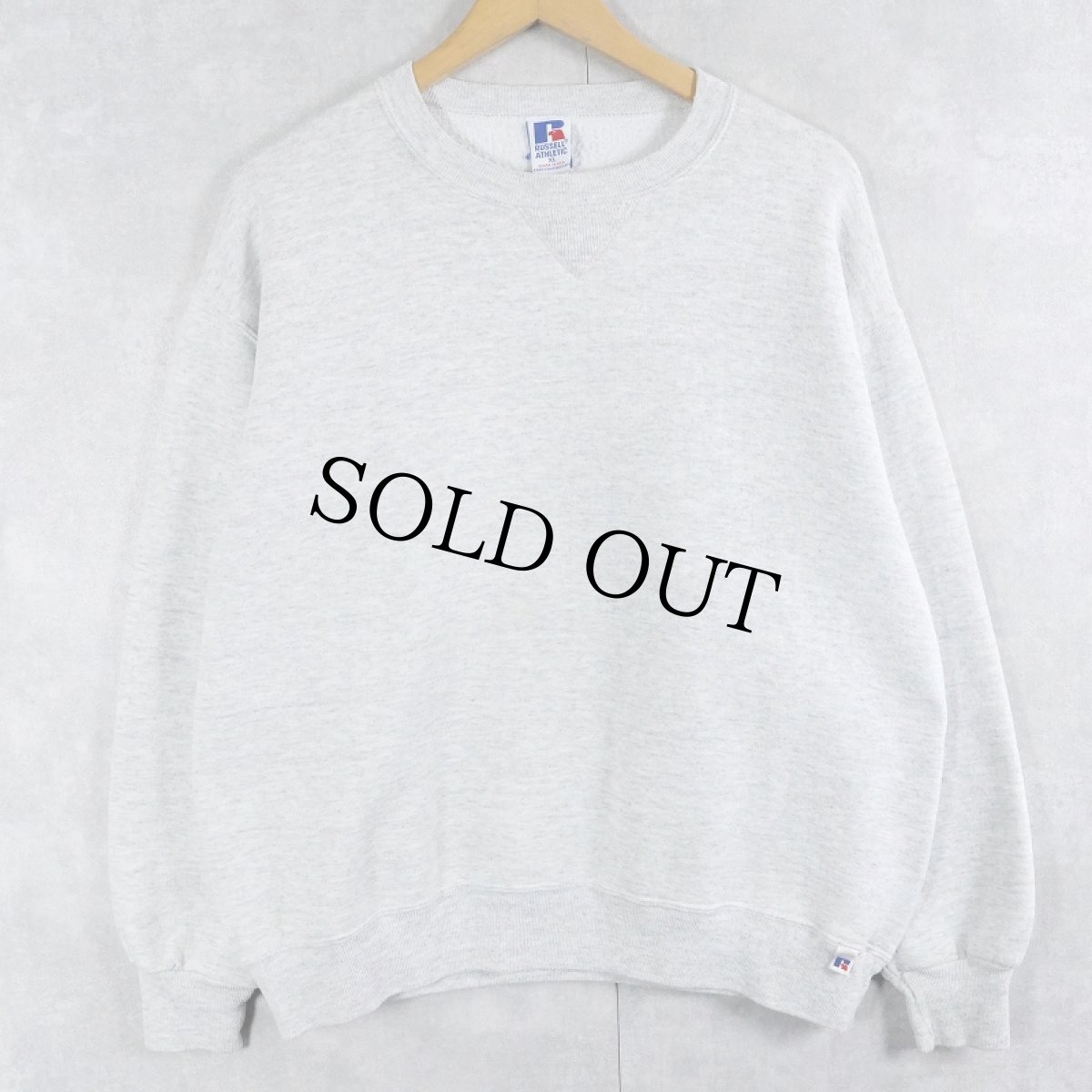 画像1: 90's〜 RUSSELL ATHLETIC USA製 前V 無地スウェット XL (1)