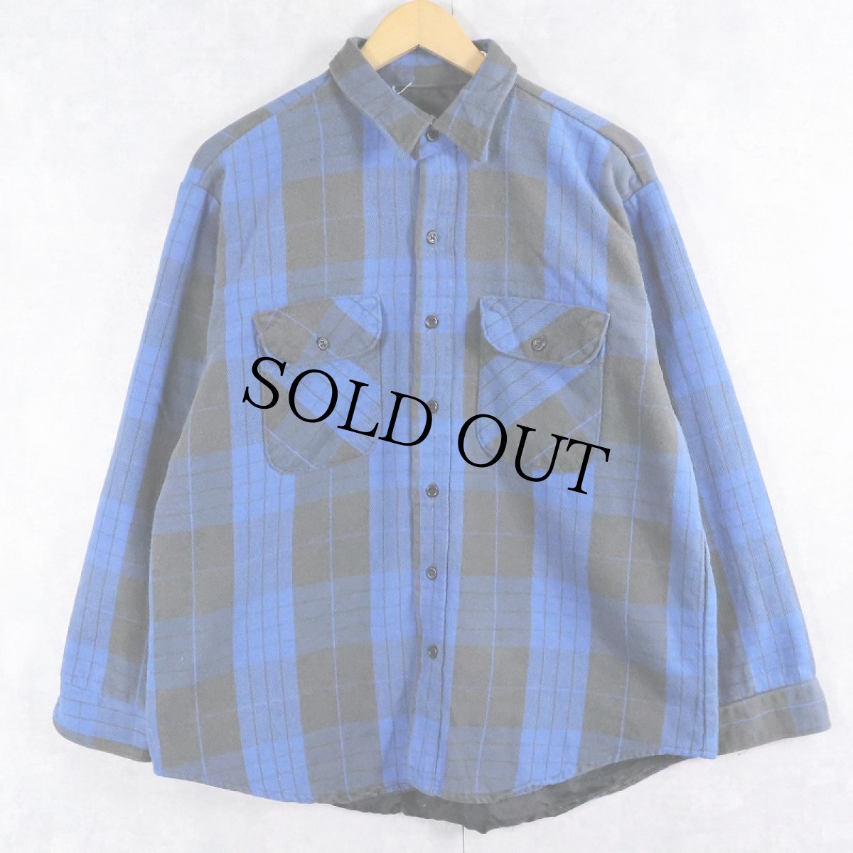 画像1: 80's〜 チェック柄 キルティングライナー ヘビーネルシャツ (1)