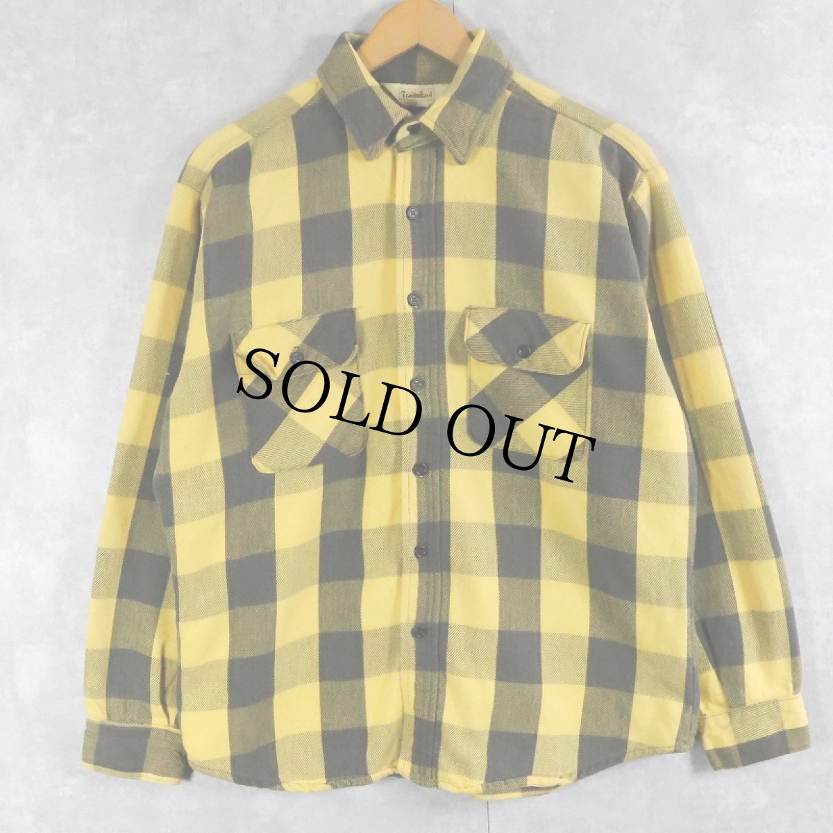 画像1: 70〜80's Trails End ブロックチェック柄 ヘビーネルシャツ L (1)
