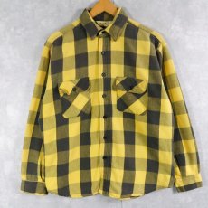 画像1: 70〜80's Trails End ブロックチェック柄 ヘビーネルシャツ L (1)