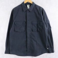 画像1: SLANT コットン×ナイロン ギミックデザインシャツ BLACK L (1)