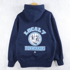 画像1: 90's CAMBER USA製 "LOCAL7 IRONWORKERS" 裏サーマル スウェットフーディー M  (1)