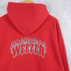 画像1: 2002 WEEZER オルタナティブロックバンド ロゴプリント スウェットジップパーカー L (1)