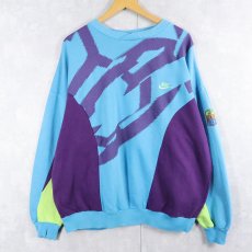 画像1: 90's NIKE PREMIER ロゴ刺繍 切り替えデザイン プリントスウェット L (1)