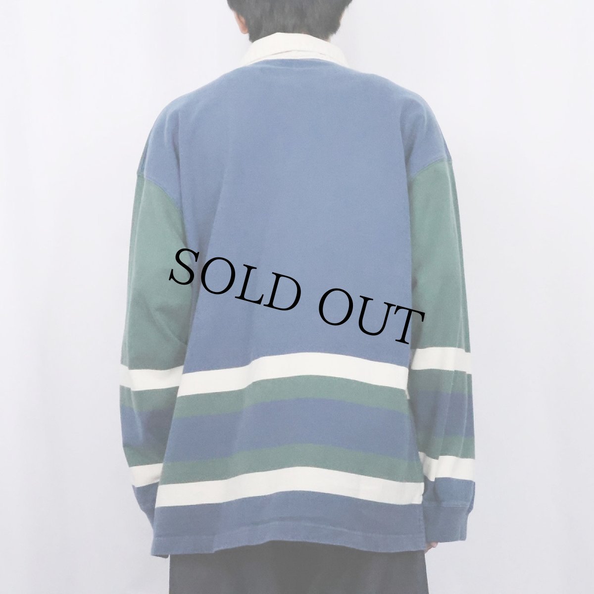 画像3: 90's Eddie Bauer EBTEK マルチボーダー柄 ラガーシャツ L (3)