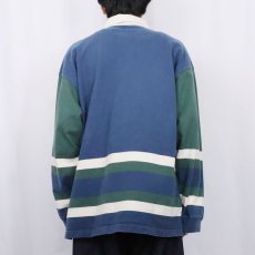 画像3: 90's Eddie Bauer EBTEK マルチボーダー柄 ラガーシャツ L (3)