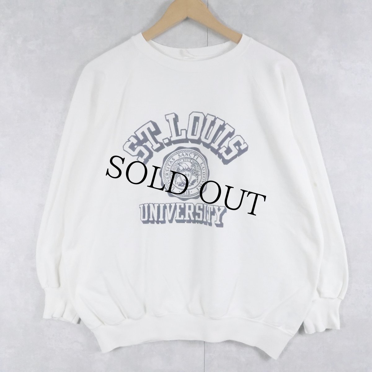 画像1: 80's "ST.LOUIS UNIVERSITY" フロッキープリントスウェット (1)