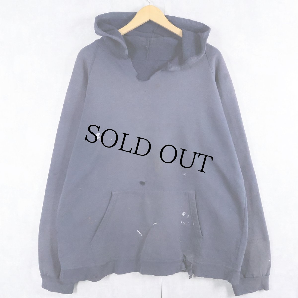 画像1: 無地 ラグランスウェットフーディー NAVY (1)