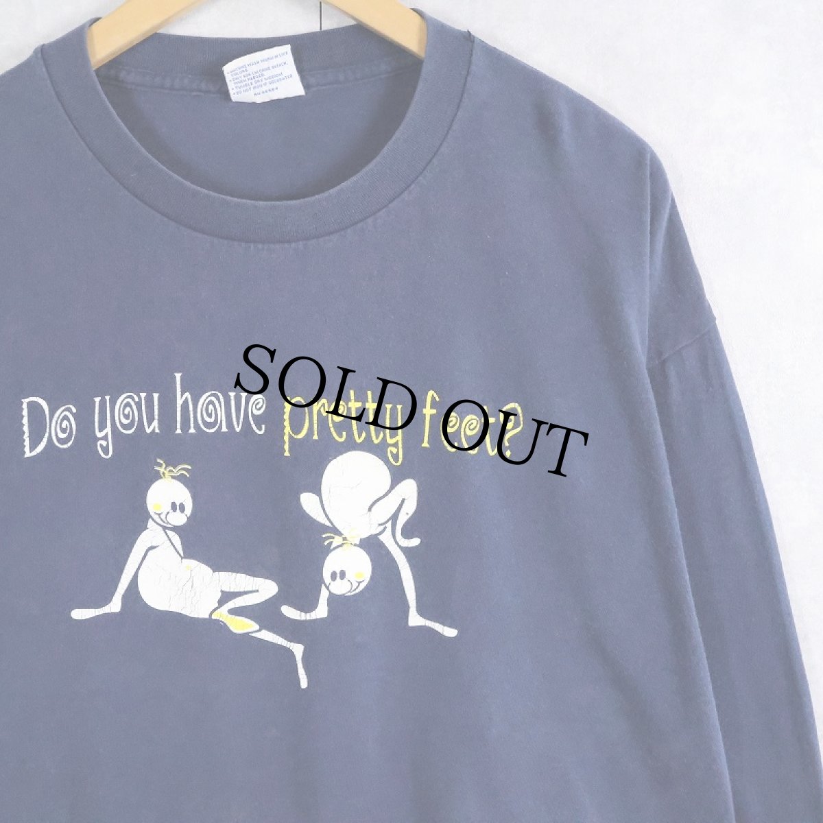 画像1: 〜2000's USA製 KINGDOM CONFERENCE "Do you have pretty feet?" 宗教イベント プリントロンT NAVY XL (1)