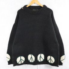 画像3: 80〜90's REY WEAR ECUADOR製 ピースマーク ウールニットセーター BLACK (3)