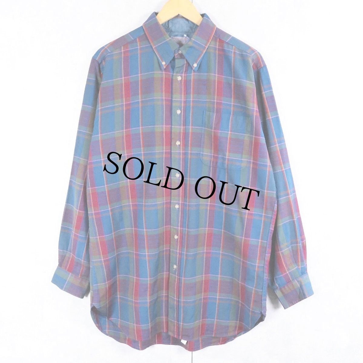 画像1: 70's PENDLETON USA製 チェック柄 ウールボタンダウンシャツ L (1)