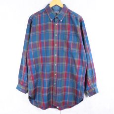 画像1: 70's PENDLETON USA製 チェック柄 ウールボタンダウンシャツ L (1)