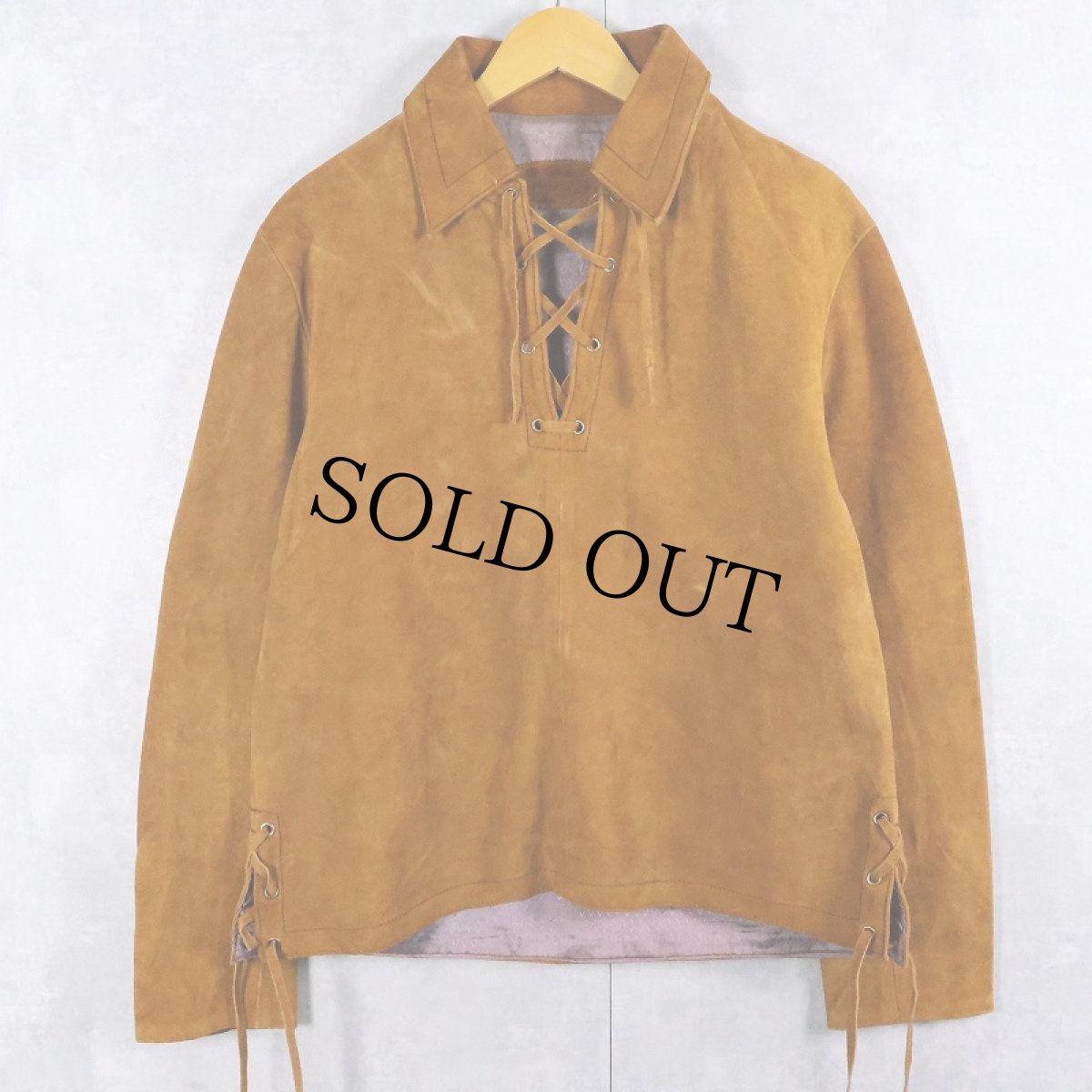 画像1: 〜70's レースアップ スエードプルオーバージャケット SIZE40 (1)