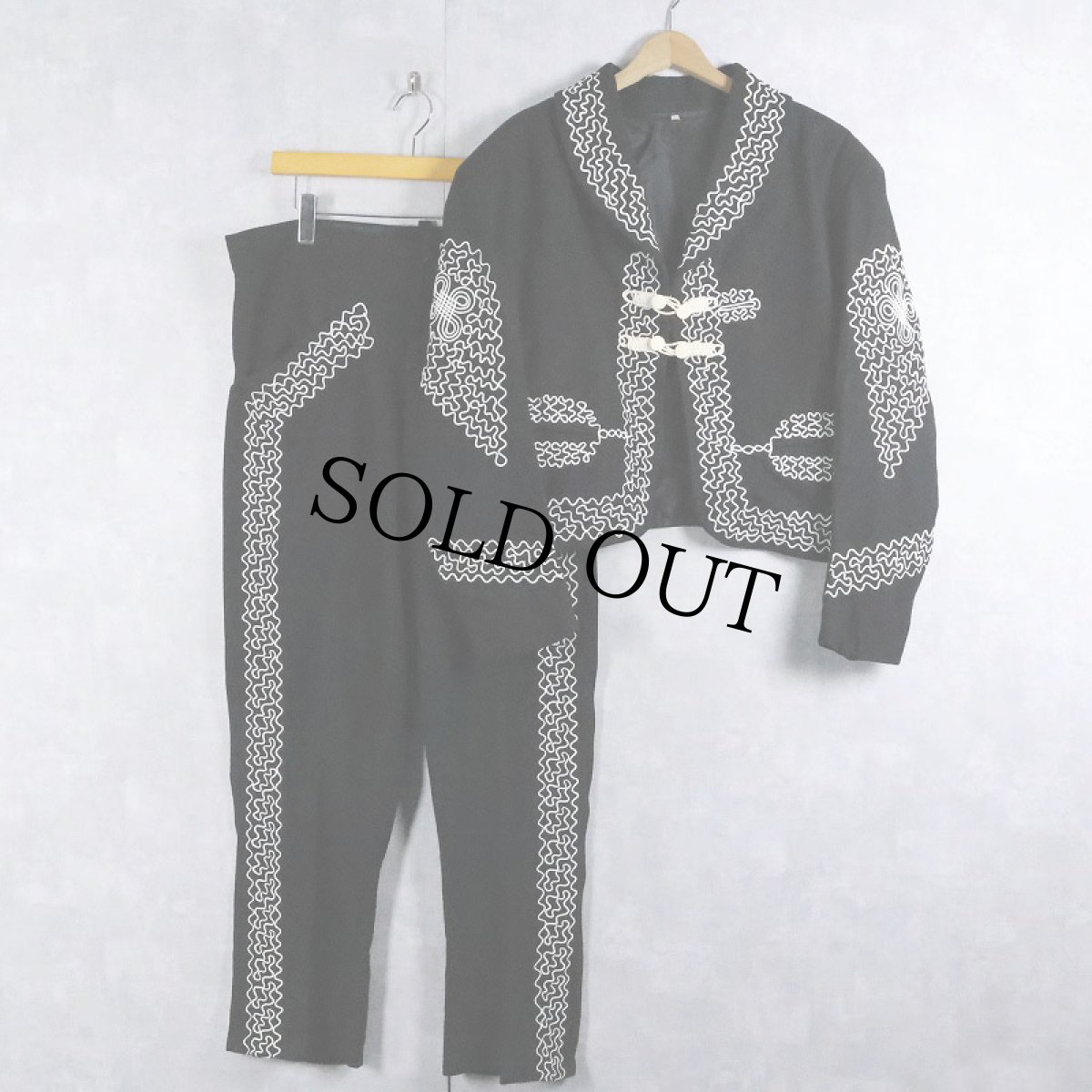 画像1: 60's マリアッチジャケット/パンツ BLACK SETUP (1)