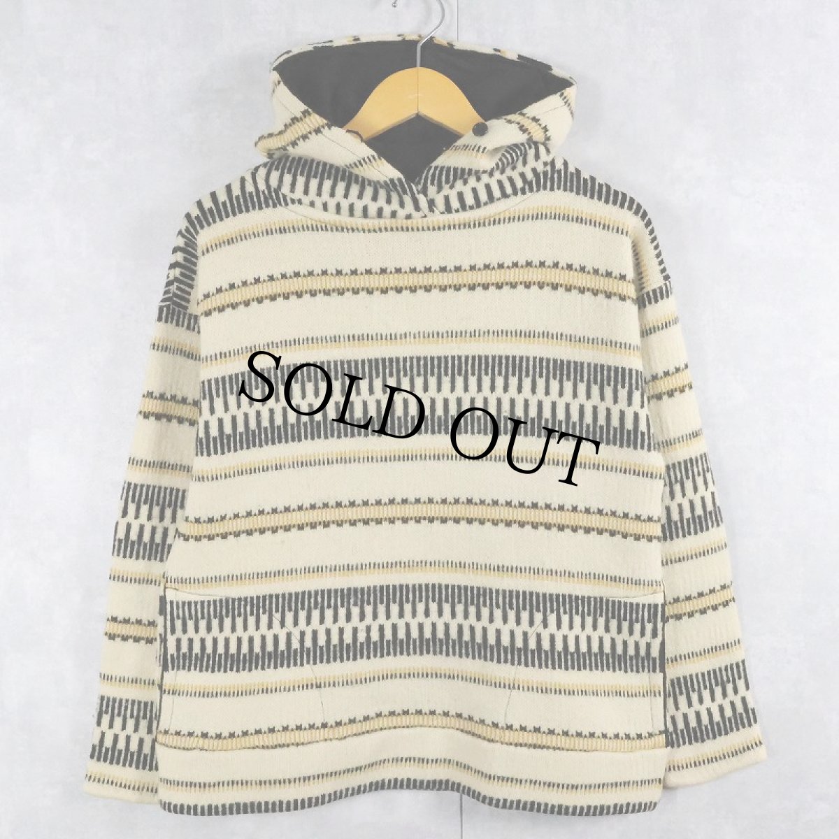 画像4: 70's Jersey Modeller ポケット付き ジャガードニットフーディー SIZE42 (4)