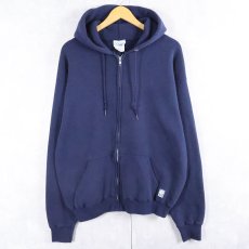 画像1: 90's DISCUS USA製 無地スウェットジップパーカー NAVY L (1)