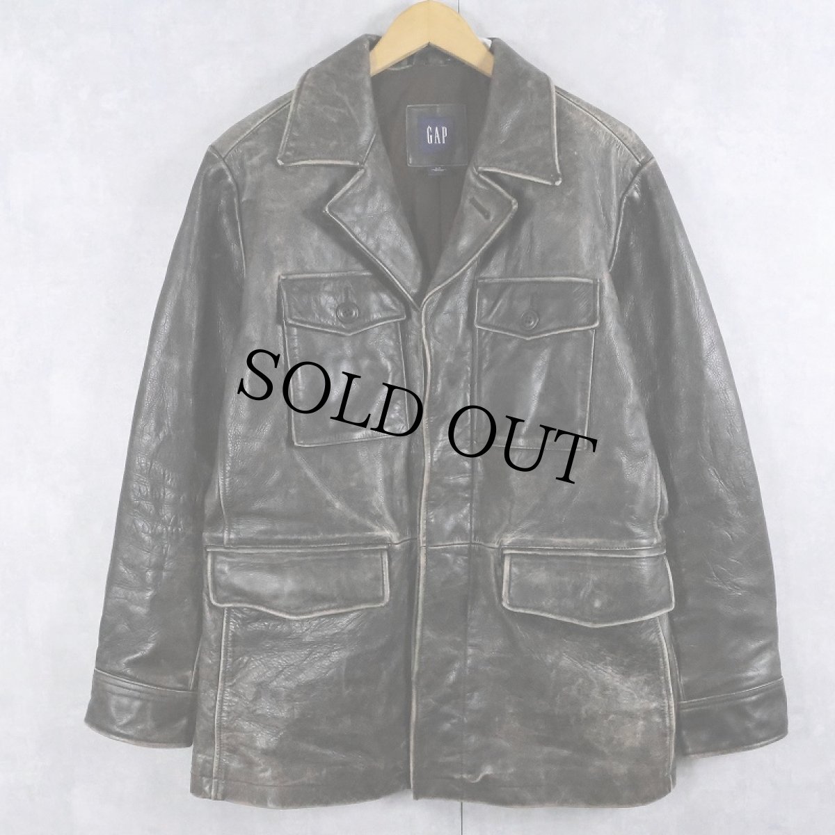 画像2: GAP レザーカーコート BROWN S (2)