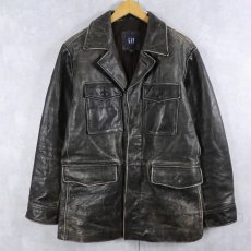 画像2: GAP レザーカーコート BROWN S (2)