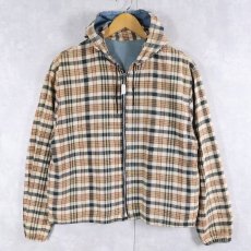 画像1: 50〜60's チェック柄 リバーシブルジップパーカー  (1)