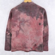 画像2: 60's NORTHERN ISLES ブリーチ×後染め レタードニットカーディガン S (2)