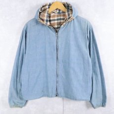 画像2: 50〜60's チェック柄 リバーシブルジップパーカー  (2)