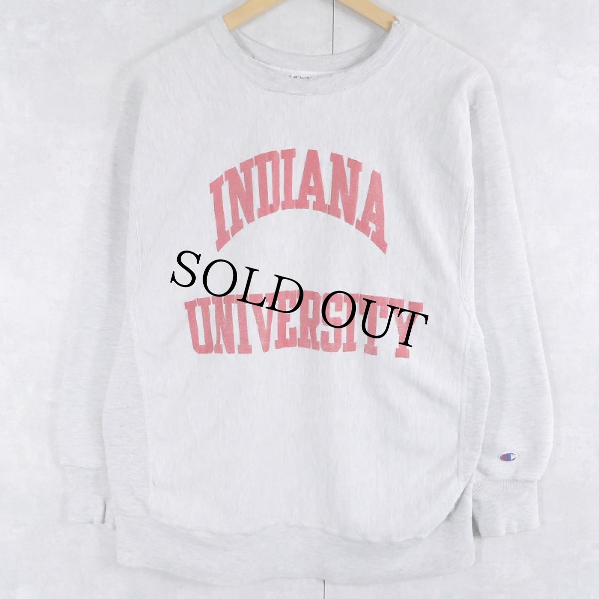 画像1: 80's Champion REVERSE WEAVE USA製 トリコタグ "INDIANA UNIVERSITY" プリントスウェット XL (1)