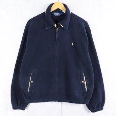 画像1: POLO Ralph Lauren "POLARTEC" チンスト付き フリーススイングトップ NAVY L (1)