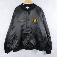 画像1: 90's West Ark USA製 "United Supreme Council 33" 刺繡入り  キルティングライナー ナイロンスタジャン BLACK 5XL (1)