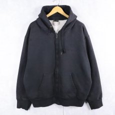 画像1: 90's CAMBER USA製 裏サーマル スウェットジップパーカー BLACK 2XL (1)