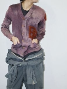 画像2: 60's THE Sportsman's Store ブリーチ×後染め レタードニットカーディガン (2)