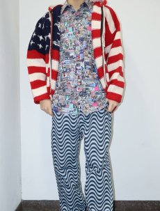 画像1: 2000's COTON DOUX アーティストジャケットプリントシャツ SIZE42 (1)