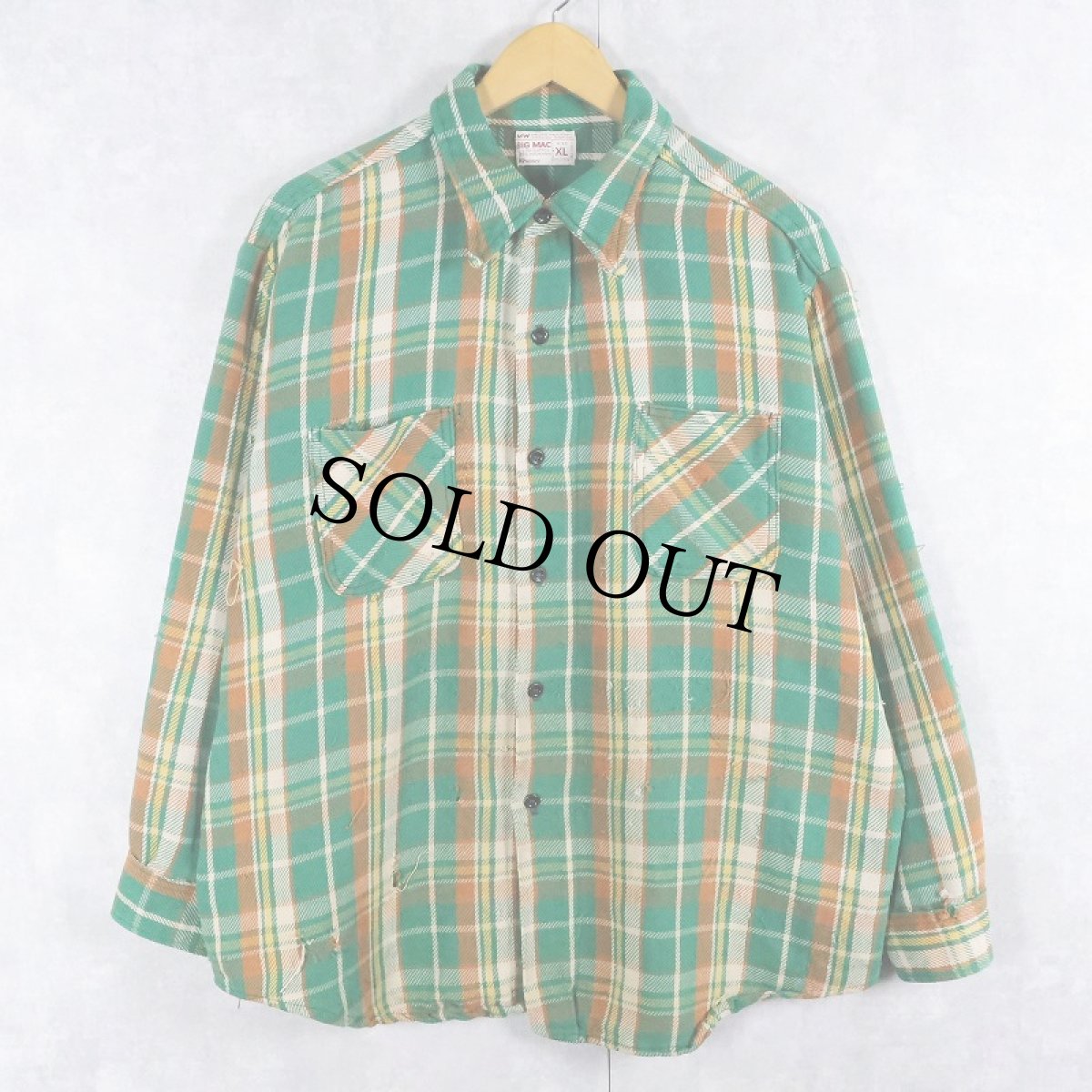 画像1: 70's BIG MAC JCPenney チェック柄 ヘビーネルシャツ XL (1)