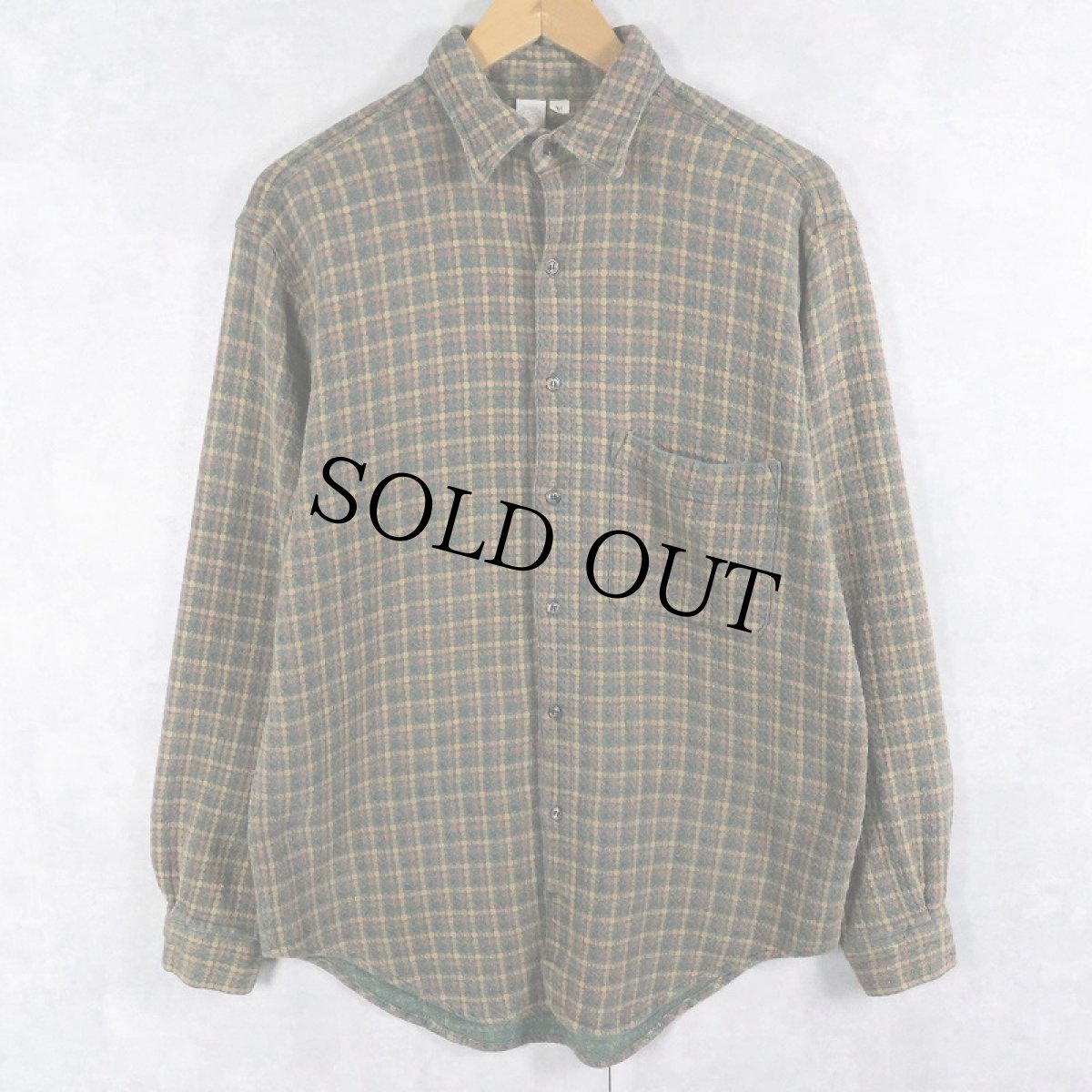 画像1: 90's THE TERRITORY AHEAD 柄織り コットンシャツ M (1)