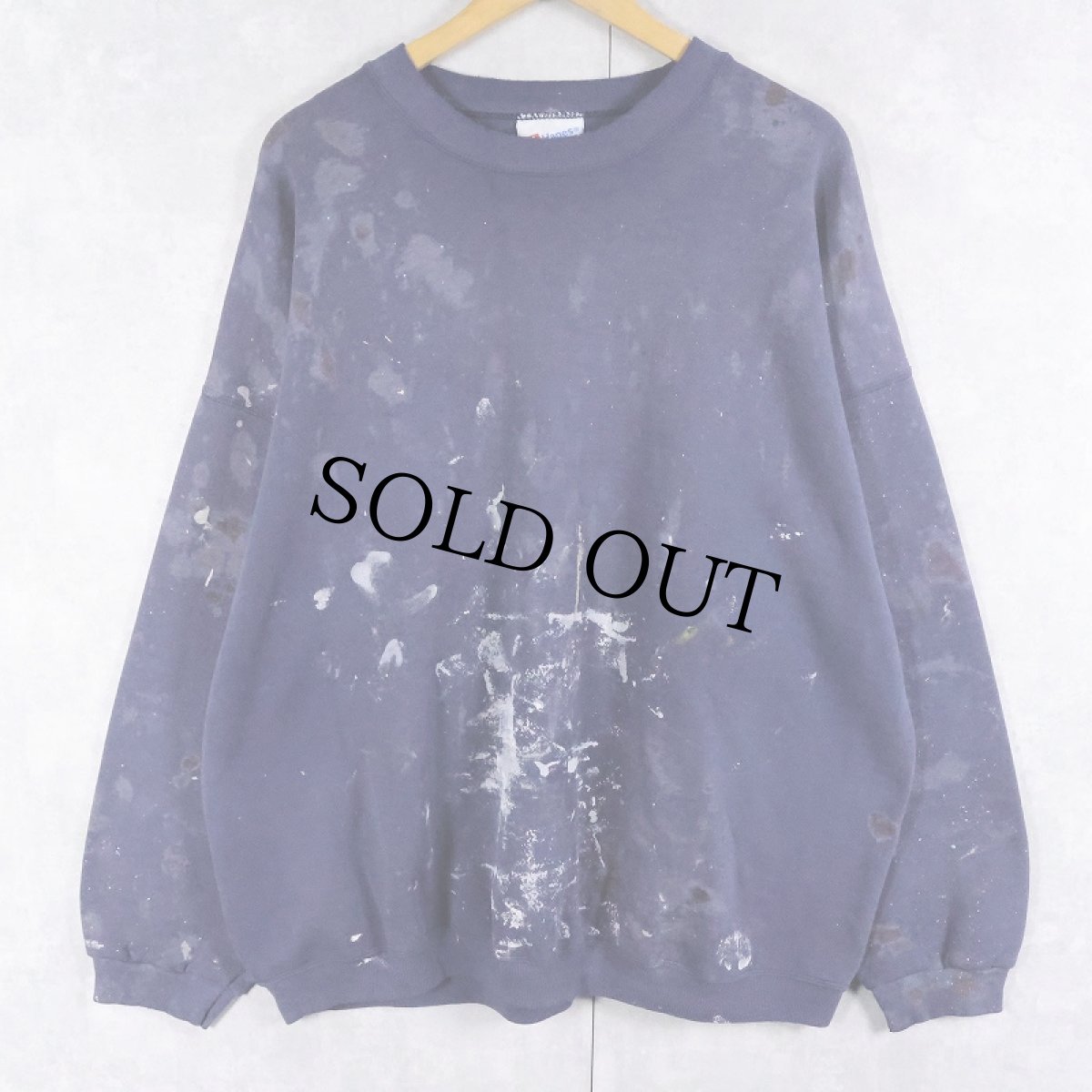 画像1: Hanes ペンキペイント 無地スウェット NAVY XL (1)