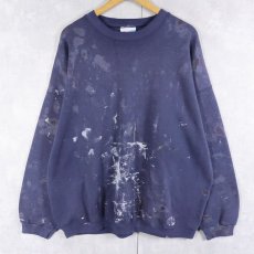 画像1: Hanes ペンキペイント 無地スウェット NAVY XL (1)