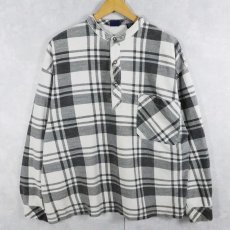 画像2: 90's GAP チェック柄 バンドカラーヘビーネルシャツ M (2)