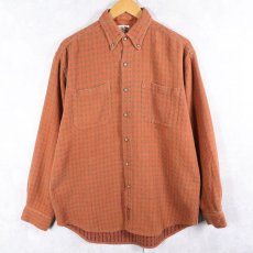 画像1: 90's THE TERRITORY AHEAD チェック柄織り ボタンダウンシャツ L (1)