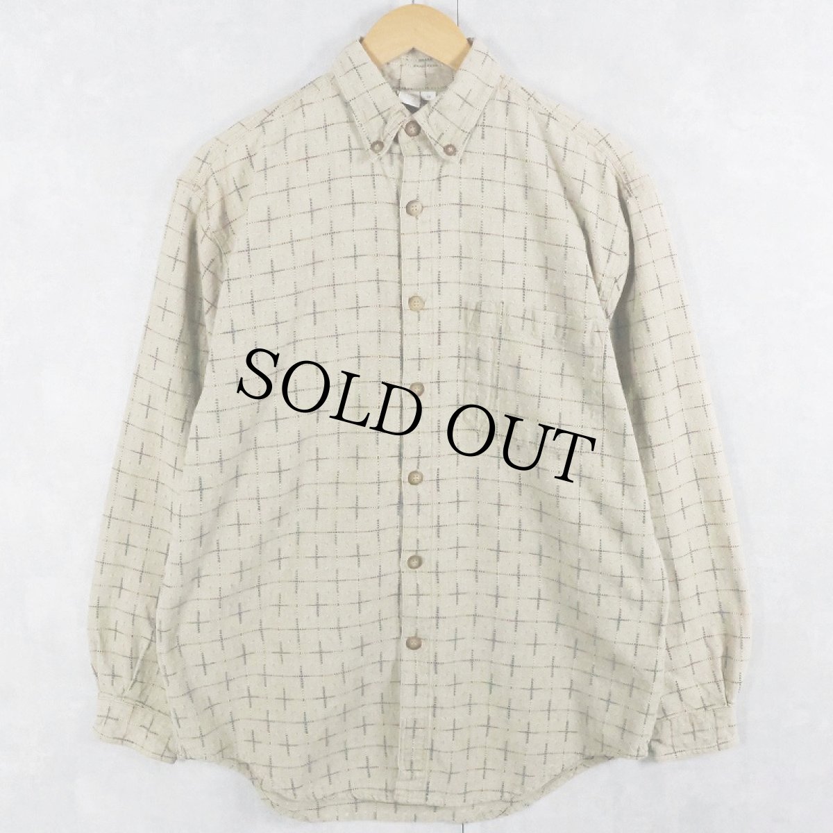 画像1: 90's THE TERRITORY AHEAD チェック柄織り ボタンダウンシャツ M (1)
