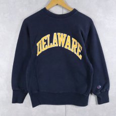 画像1: 80's Champion REVERSE WEAVE トリコタグ USA製 "DELAWARE" プリントスウェット NAVY S (1)