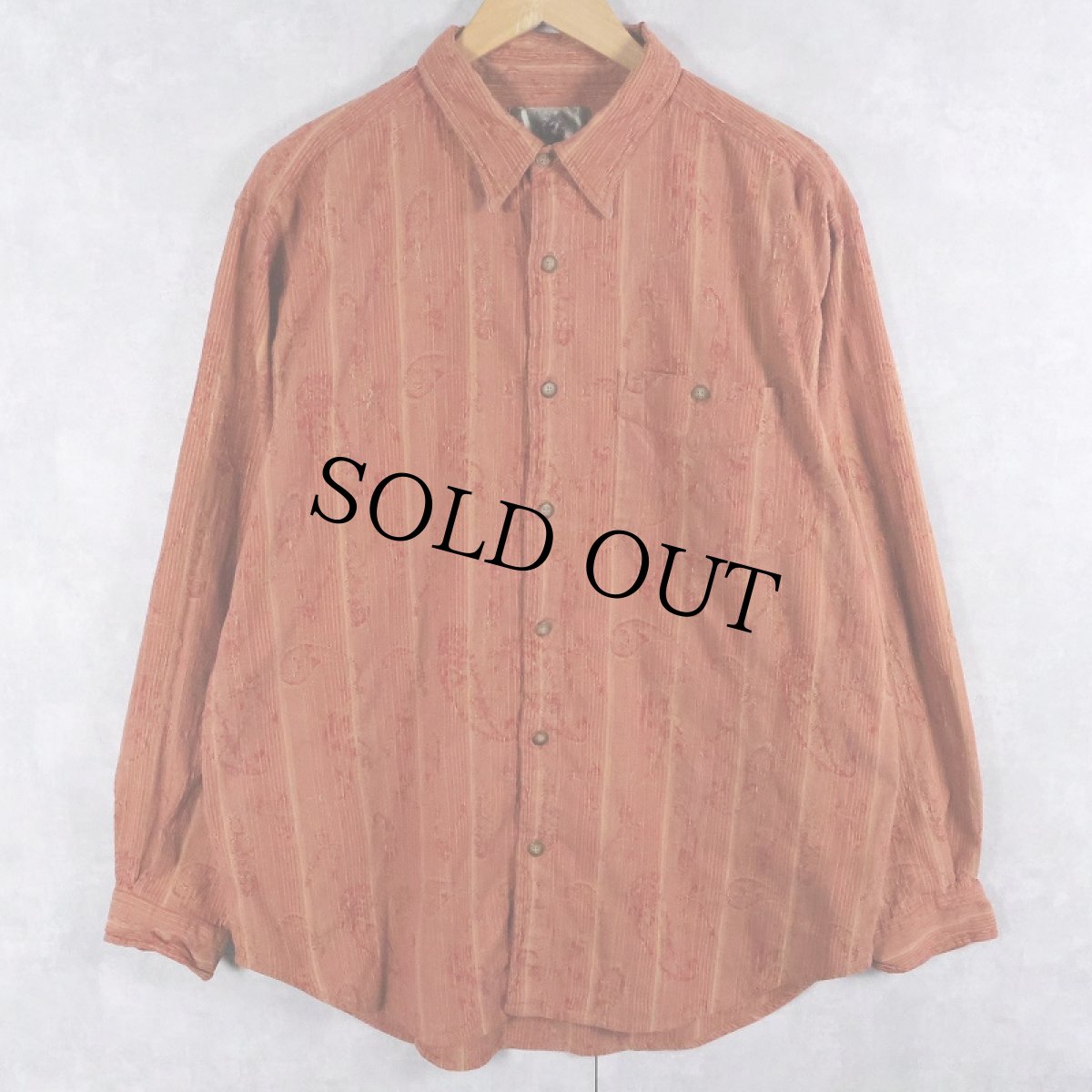 画像1: 90's THE TERRITORY AHEAD 柄織り コットンシャツ XL (1)