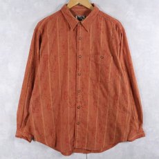 画像1: 90's THE TERRITORY AHEAD 柄織り コットンシャツ XL (1)