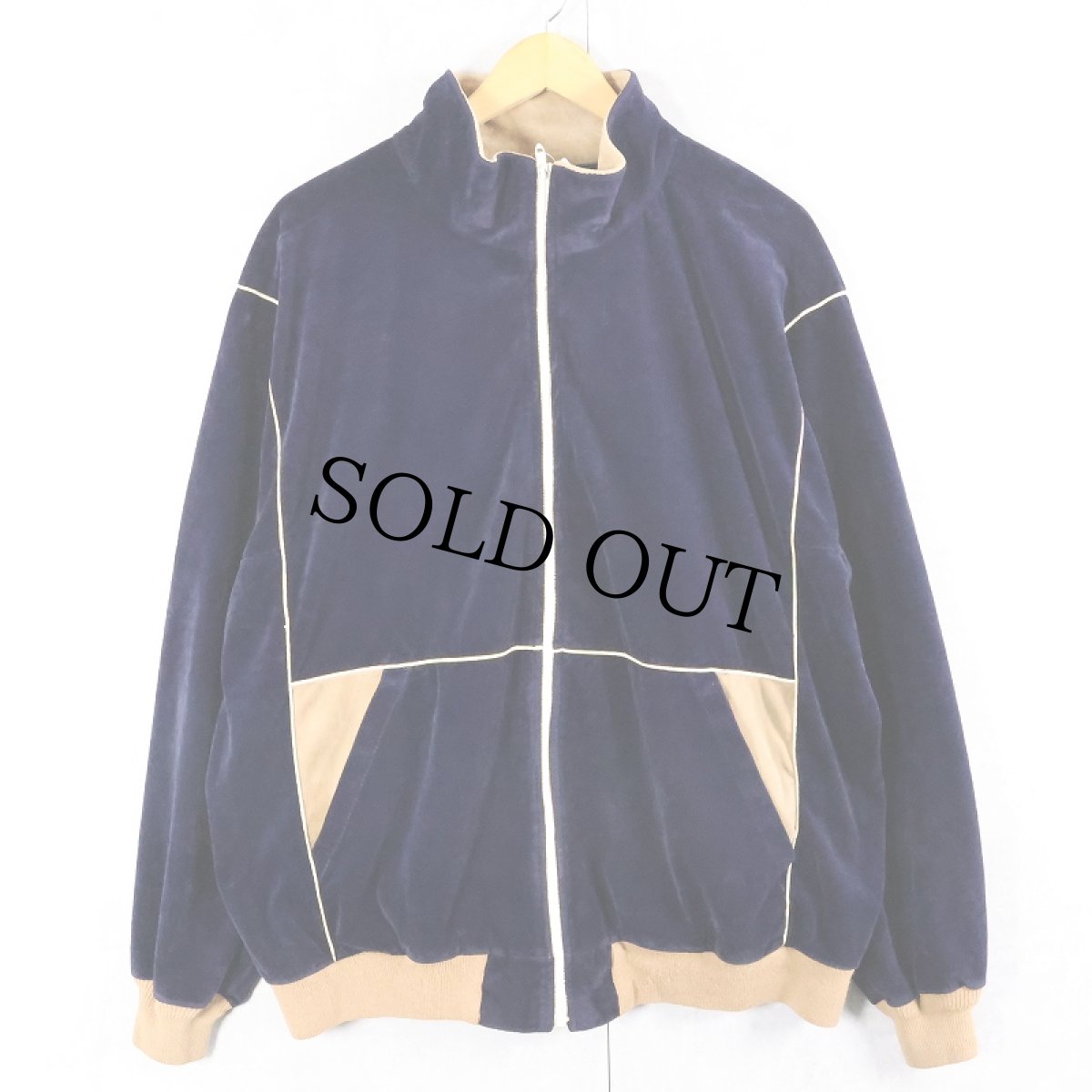 画像1: 70's Saks Fifth Avenue ベロアトラックジャケット NAVY XL (1)