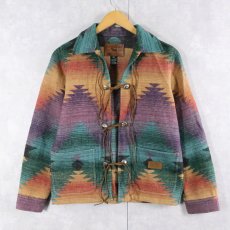画像1: LAUREN Ralph Lauren USA製 ネイティブ柄 コンチョボタン ウール×ナイロンジャケット S (1)
