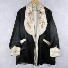 画像1: 50〜60's 龍刺繍 スカガウン BLACK L (1)